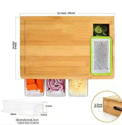 BAMBUSOO - Cutting Board with Storage Box