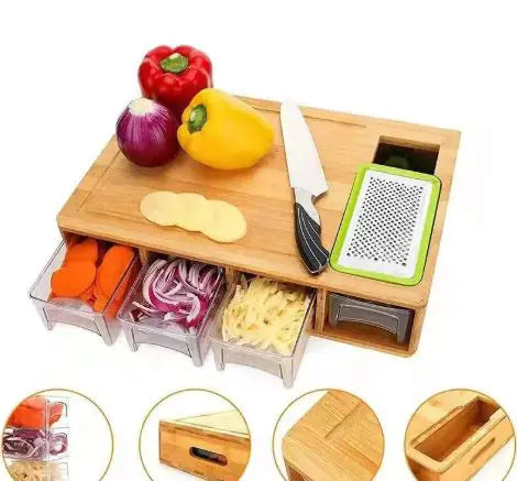 BAMBUSOO - Cutting Board with Storage Box